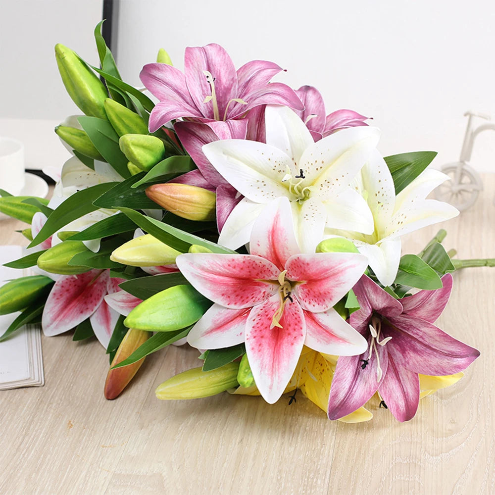 Plantes à fleurs artificielles (2 branche de lys et 1 bourgeon)