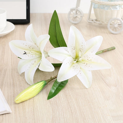 Plantes à fleurs artificielles (2 branche de lys et 1 bourgeon)